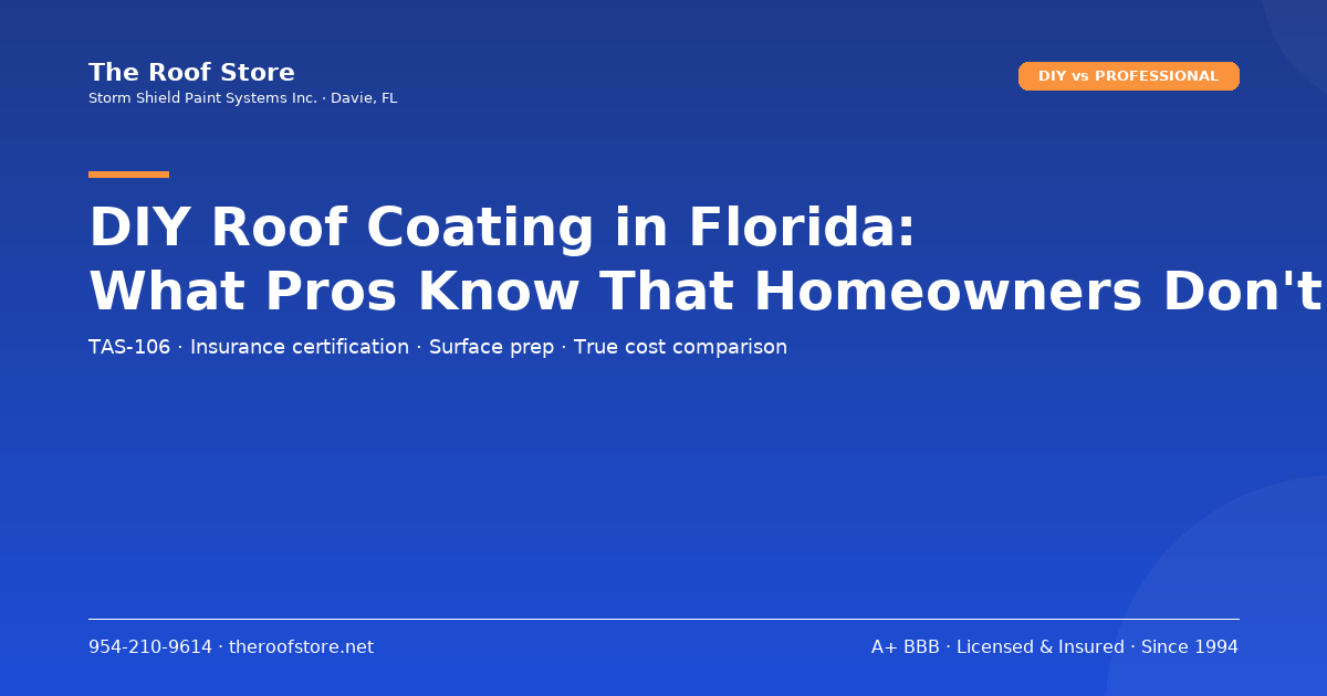 DIY Roof Coating in Florida: What Pros Know That Homeowners Don't