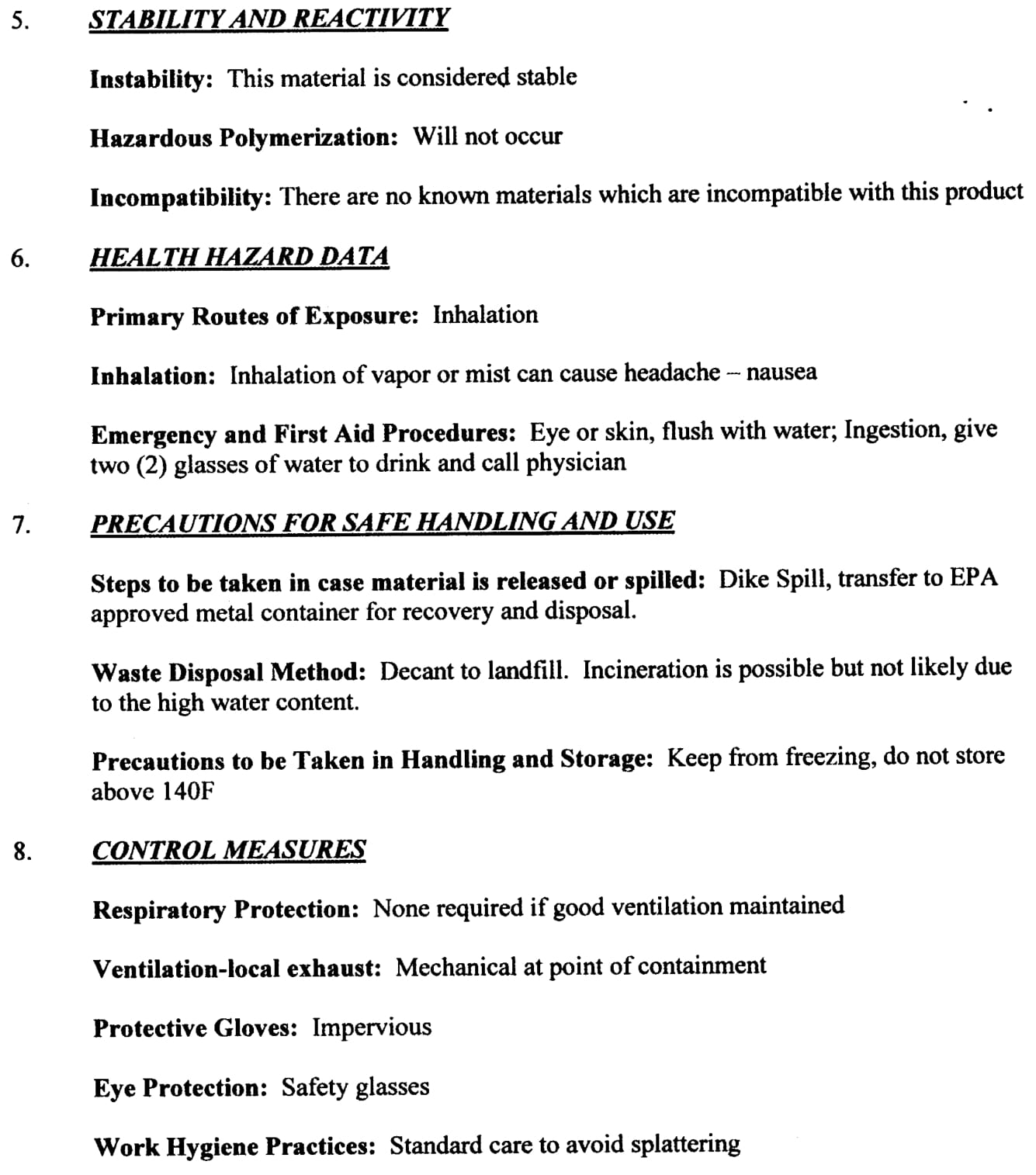 Material Safety Data Sheet (MSDS)